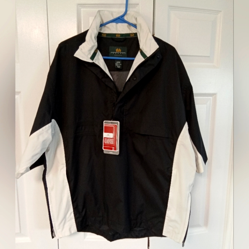 NWT Men's Black/Off White MacGregor Golf Tourney Brand Rain Shirt Size Large